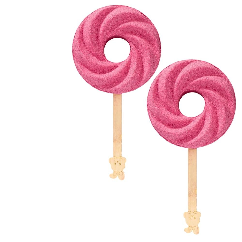 Cute Lollipop Bath Bomb, 2026 New Bubble Bath Bombs Wand, Surprise Bath Bombs Toy that Can Blow Bubble, Fruity and Sweet-Scented Bathing Ball Adult Gifts for Fun Baths Time (Pink)