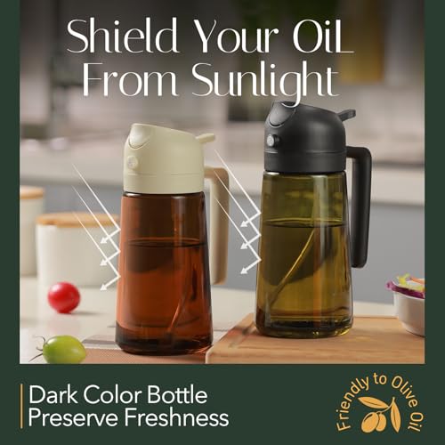 Minimalist YARRAMATE 16oz/470ml Light-Blocking Dark Oil Sprayer for Cooking, 2 for Daily Use