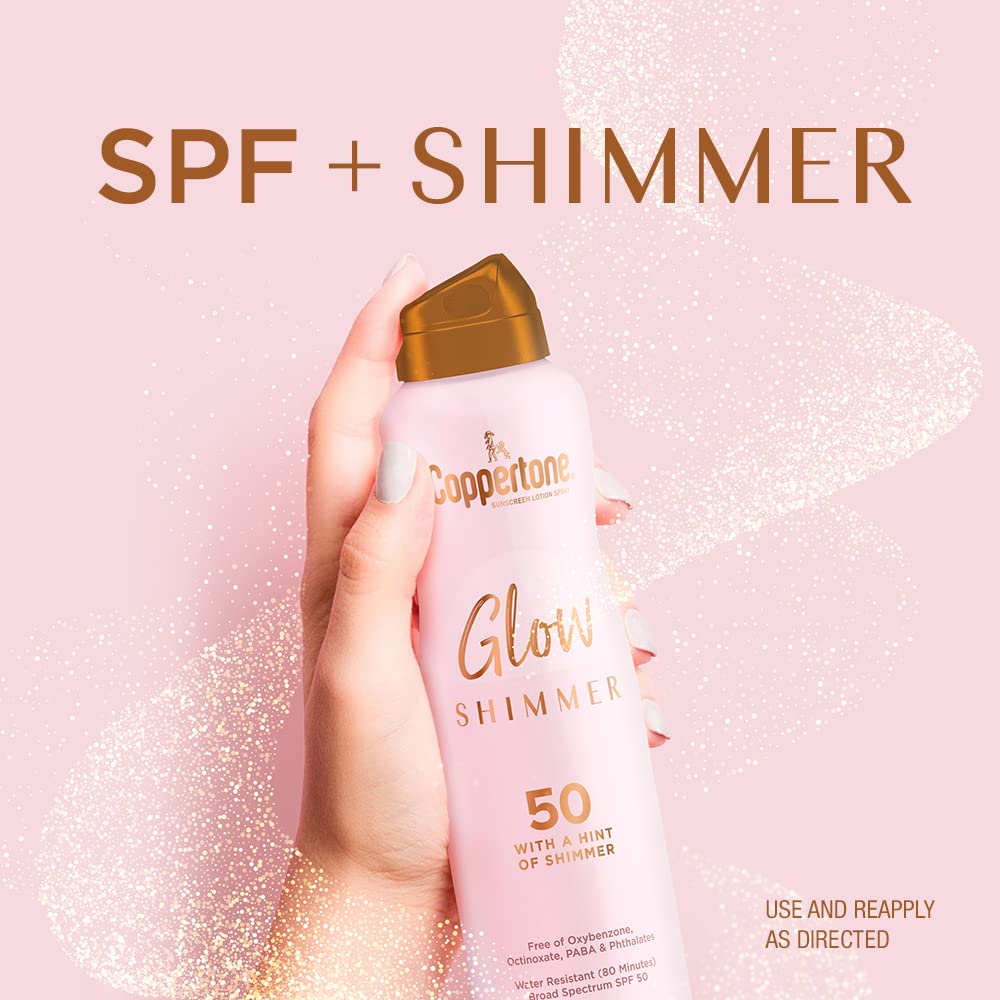 Coppertone Glow Shimmering Sunscreen Spray with Broad Spectrum SPF 50, 5 oz