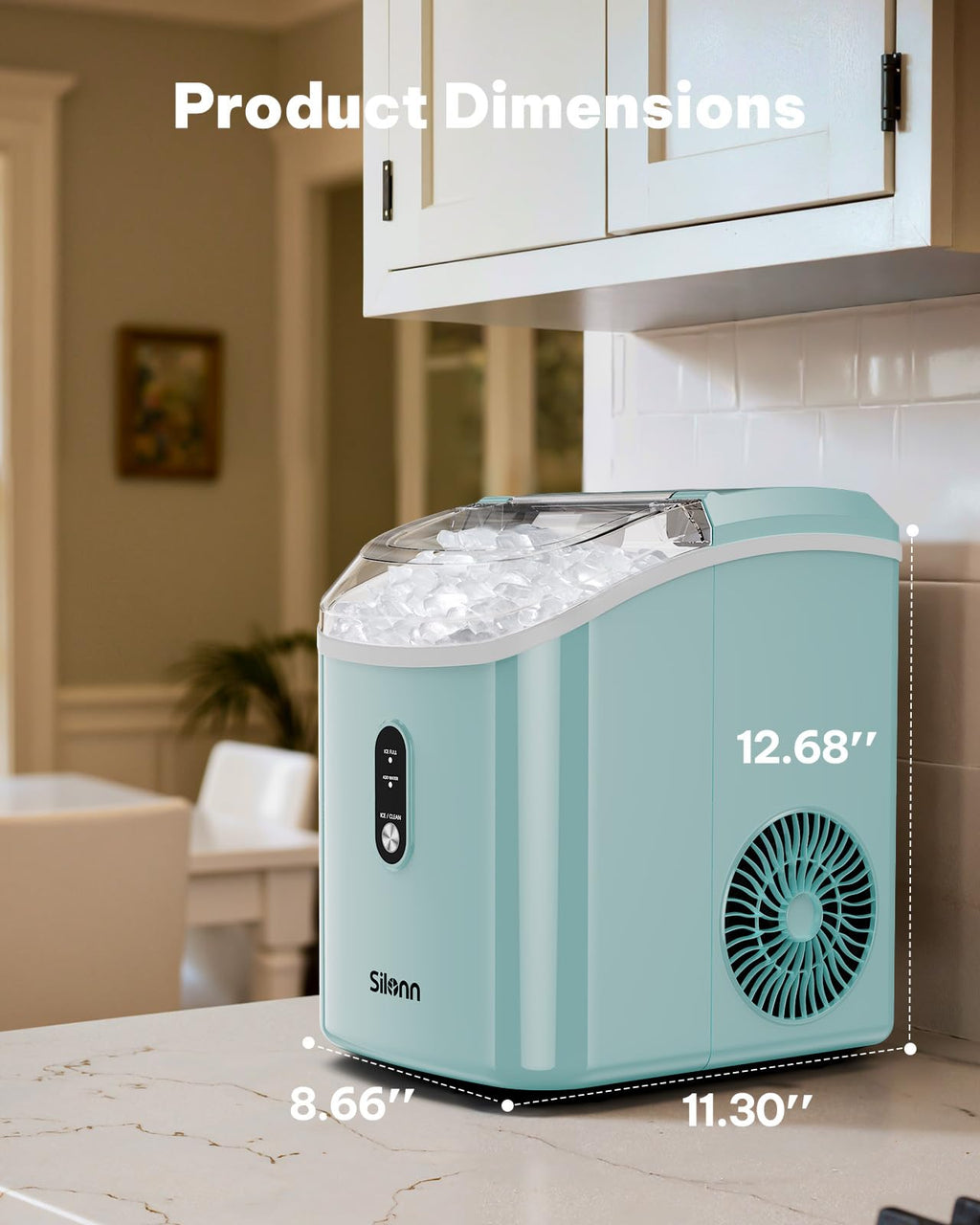 Silonn Nugget Ice Maker Countertop, Pellet Ice Machine with Self-Cleaning Function, Sonic Ice Maker Produces 36lbs of Chewable Ice in 24 Hours, Ideal for Home Kitchen and Office (Black)