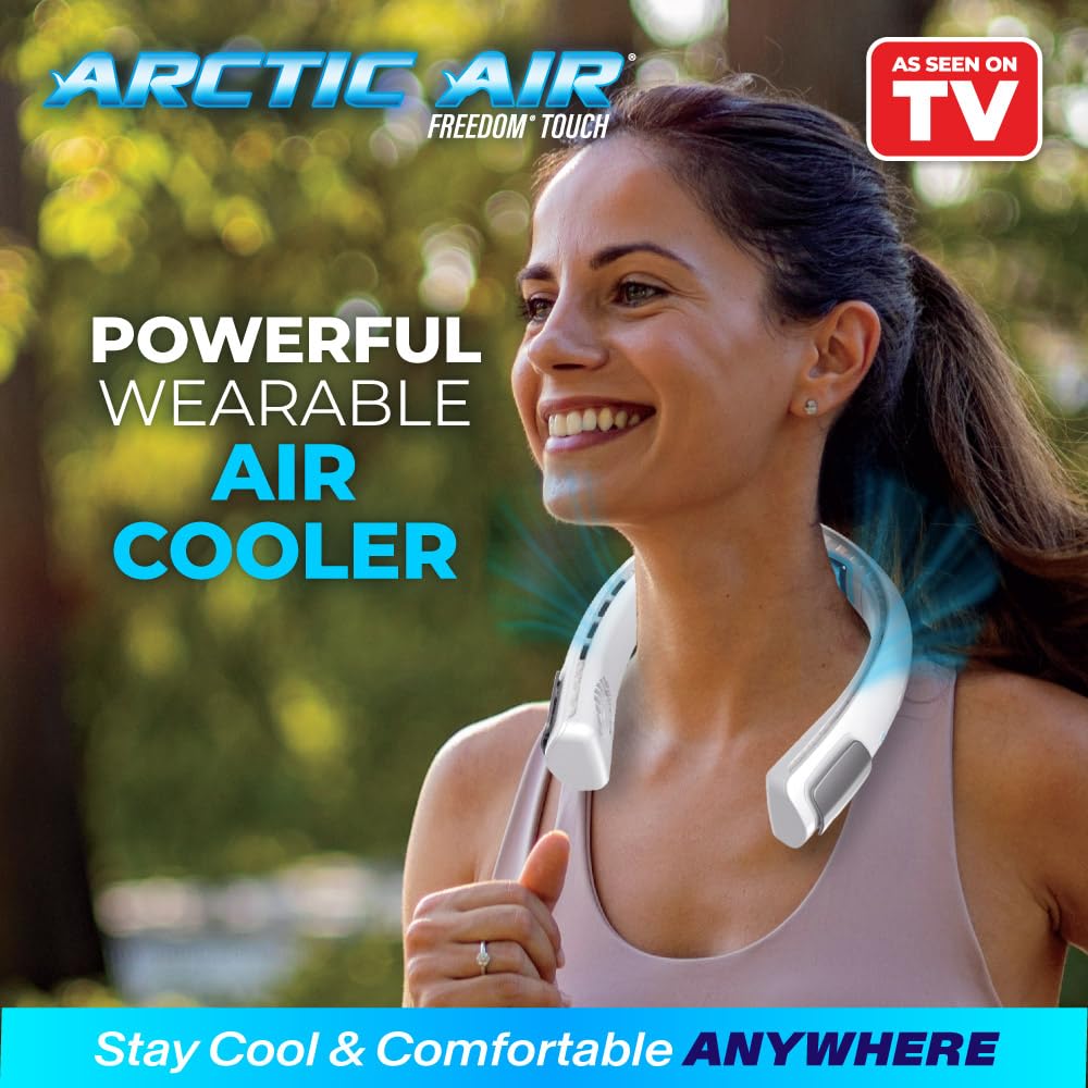 Arctic Air Freedom Personal Air Cooler - Portable 3-Speed Neck Fan, Hands-Free Wearable Design, Lightweight, Cordless And Rechargeable