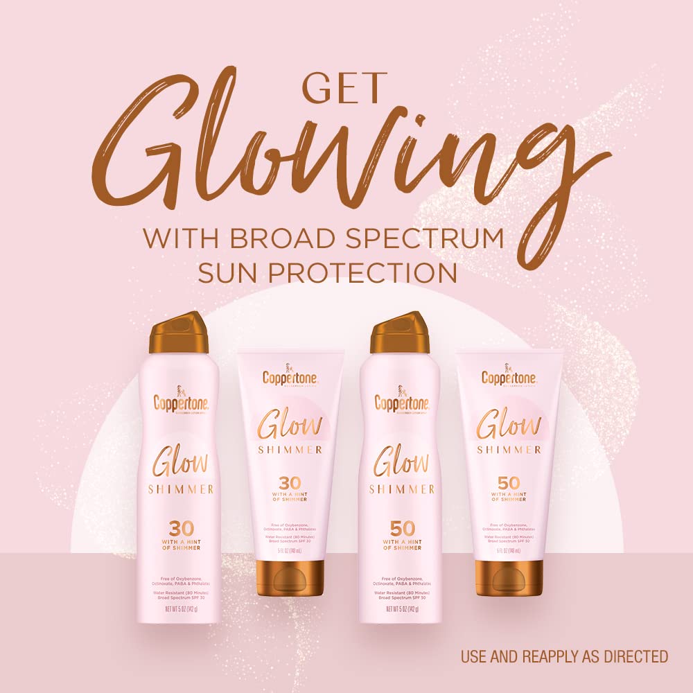 Coppertone Glow Shimmering Sunscreen Spray with Broad Spectrum SPF 50, 5 oz