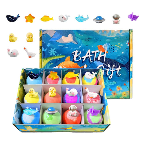 12pcs Bath Bombs for Adult with Toy Inside, 2026 Upgraded Organic Colorful Bubble Bath Safe, Best Birthday, Party, Easter Bath Bombs Gift Set (Sea Animal)