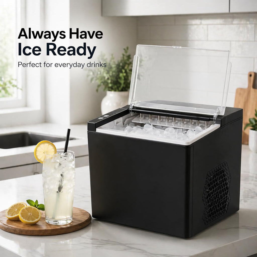 Portable Ice Maker Countertop – Fast Ice in 6 Mins, Compact Ice Machine for Home, Kitchen & RV, Self-Serve Ice Maker with Scoop for Parties & Daily Use