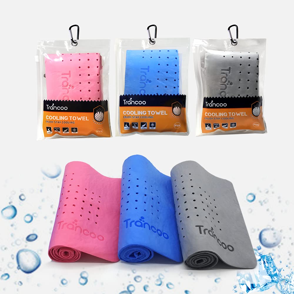 4 Packs PVA Cooling Towel(33"X7.85",Perforated Cooling Towel, PVA Cooling Scarf,Sweat Rags for Workout, Gym Towel, Neck Warp Sports Towel for Running, Hiking,Swimming Golf