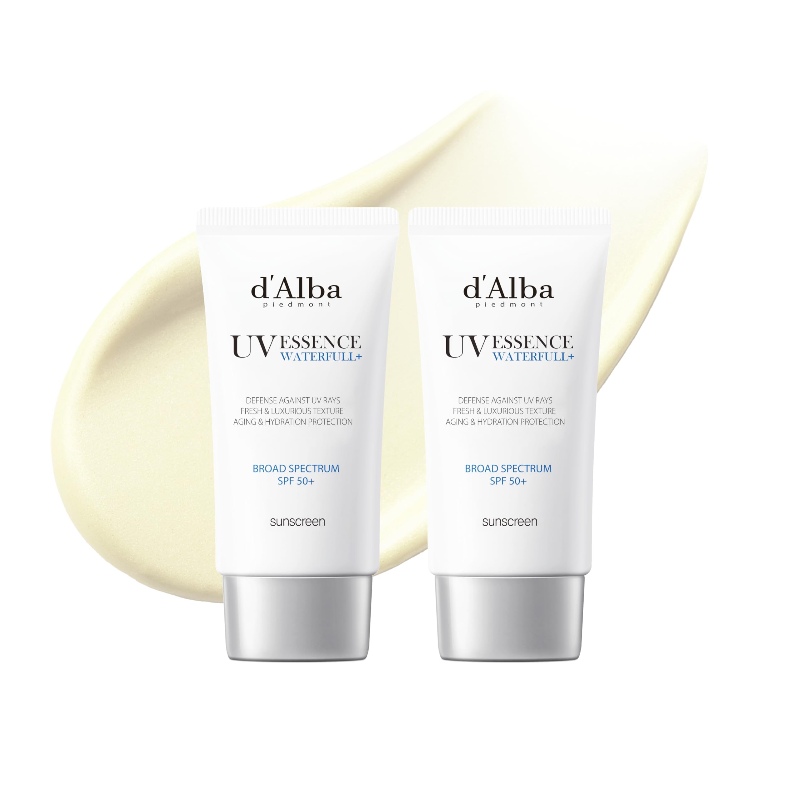 [2 ea] d'alba Piedmont Waterfull Tone-Up Sunscreen Serum BROAD SPECTRUM SPF 50 + Korean Sunscreen for Face, All Skin Tones (2 x 1.69 fl.oz.)