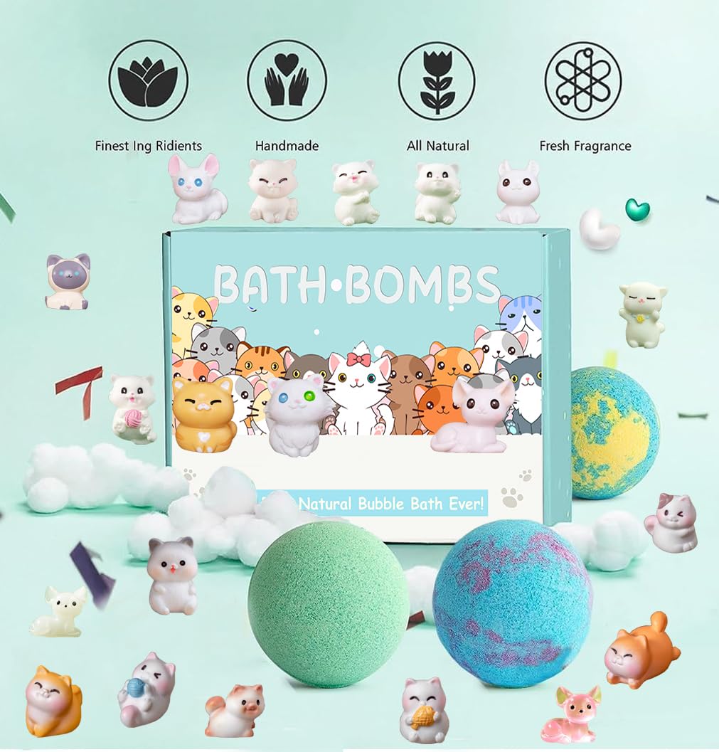 Bath Bombs for Kids with Surprise Inside for Girls Boys Toddlers, 20 Pack Organic Kids Bath Bombs with Puppy Dolls Inside, Kids Safe Handmade Bubble Bath Fizzies, Ideal Birthday Christmas Gift Set