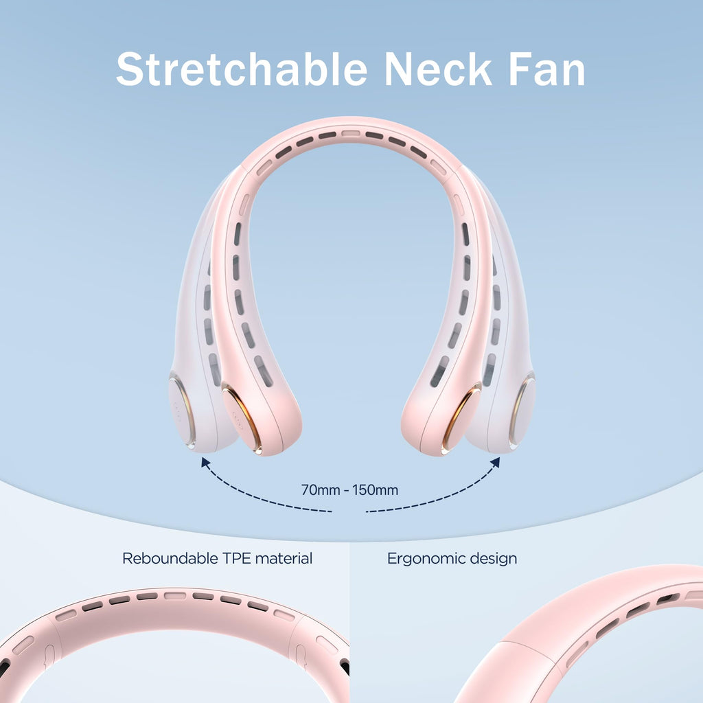 Neck fan, Portable Fan with 5-17H Lifespan, 4000mAh Neck fan air conditioner with 3 Adjustable Speeds and 64 Cool Lights, Rechargeable Neck Fan, Hands-Free Cooling fan for Summer (Black)