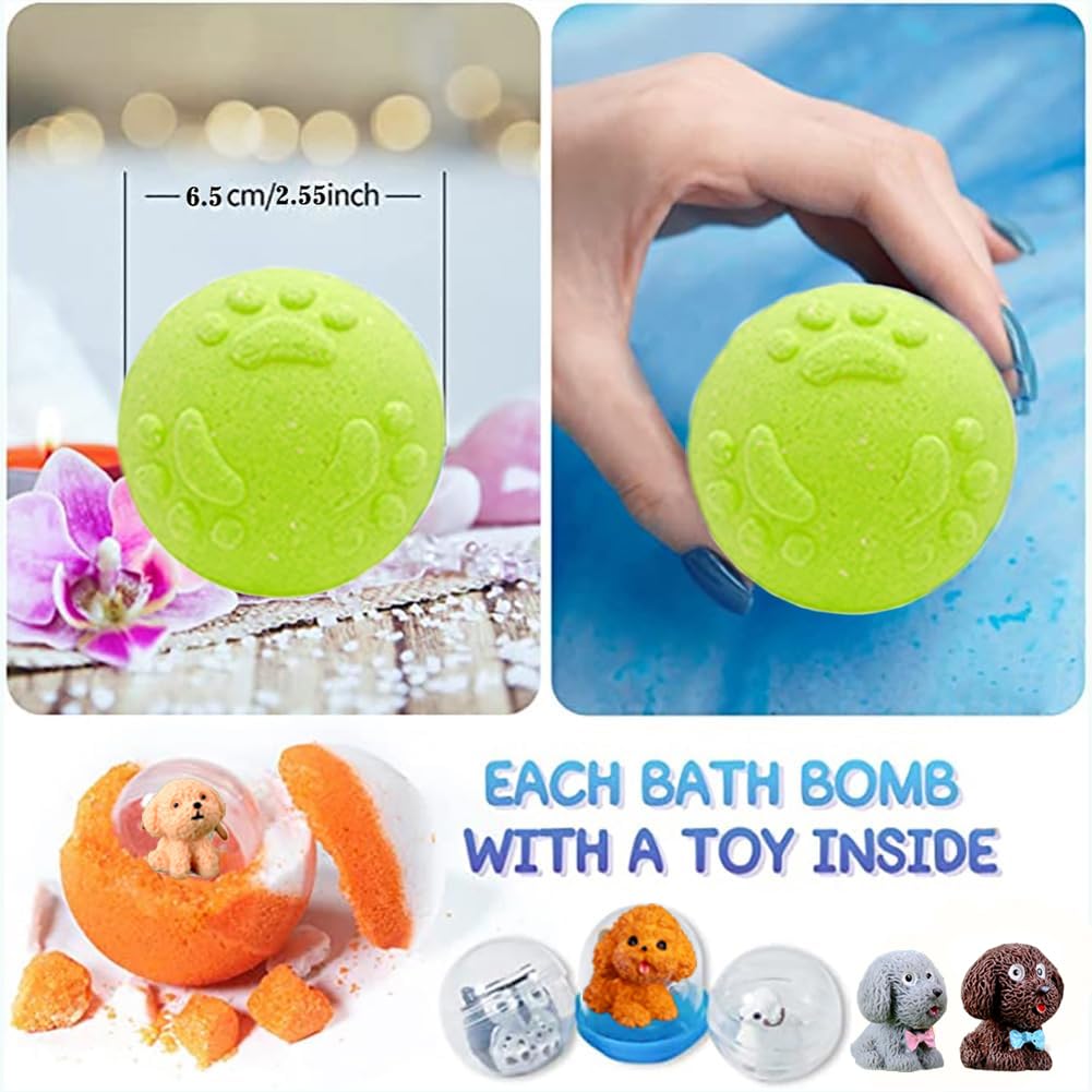 Bath Bombs for Kids with Surprise Inside for Girls Boys Toddlers, 20 Pack Organic Kids Bath Bombs with Puppy Dolls Inside, Kids Safe Handmade Bubble Bath Fizzies, Ideal Birthday Christmas Gift Set
