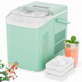 Ice Makers Countertop, Portable Ice Machine with Handle, 6 Mins 9 Bullet Cubes with Basket and Scoop, 26lbs in 24Hrs, Auto-Cleaning, for Home, Kitchen, RV, Camping, Green