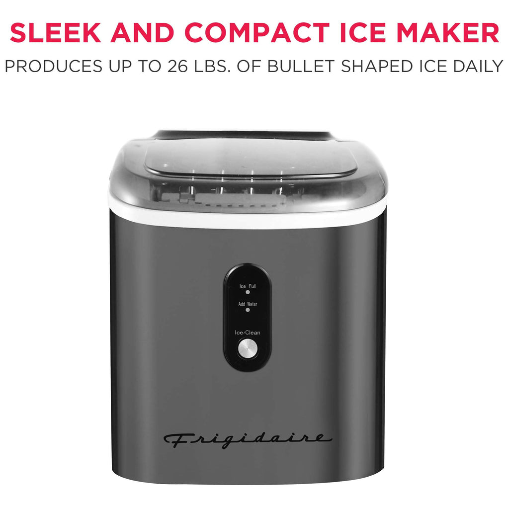 Frigidaire EFIC103-AMZ-SC Counter Top Maker with Over-Sized Ice Bucket, Stainless Steel, Self Cleaning Function, Heavy Duty, Stainless