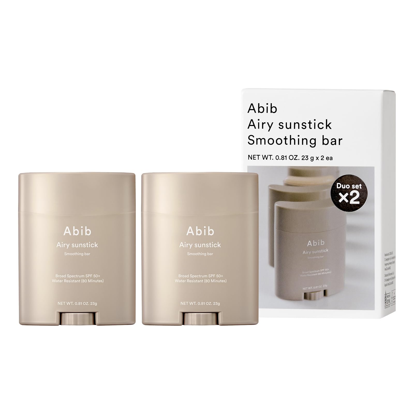 Abib Airy Sunstick Protection Bar SPF50+ Broad Spectrum, Semi-Matte Sunscreen Stick for Oily & Combination Skin, No White Cast, Water-Resistant, Korean Sunscreen, 0.81 oz / 23 g