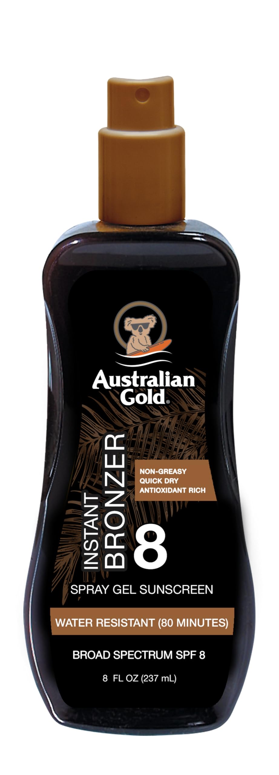 Australian Gold Spray Gel Sunscreen with Instant Bronzer SPF 50, 8 Ounce | Moisturize & Hydrate Skin | Broad Spectrum | Water Resistant,B07DG52KLY