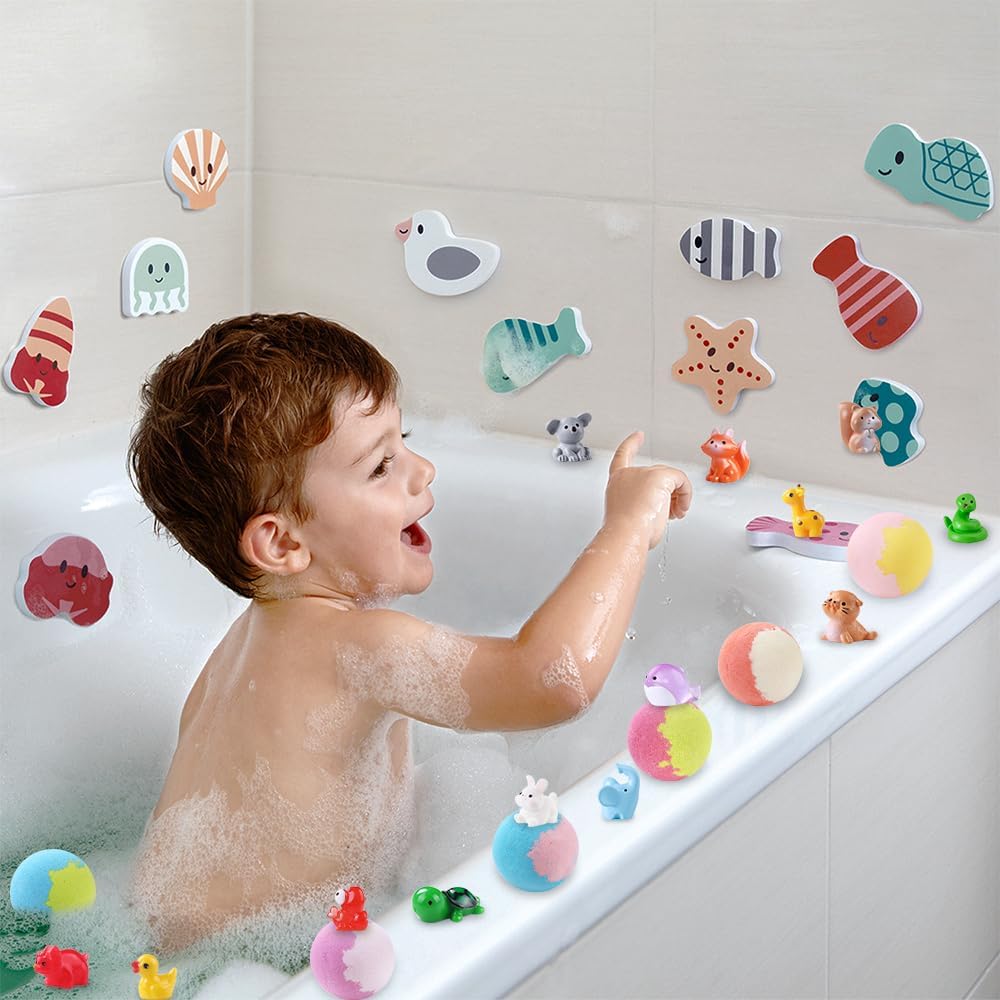 DIYDEC 20pcs Bath Bombs with Surprise Inside Bath Bombs with Mini Resin Animals for Kids Adult Valentines Easter Bubble Bath Great Gift for Christmas Halloween Boys Girls Birthday