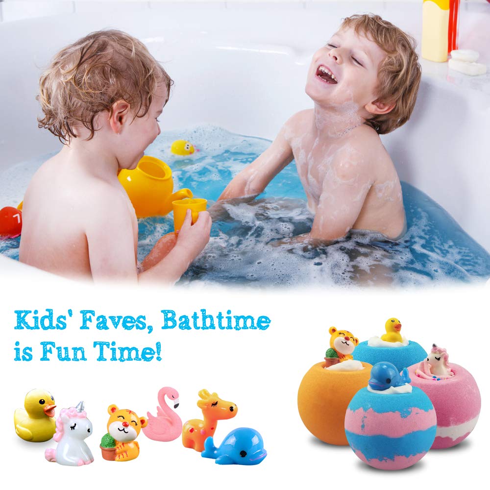 Aofmee Bath Bombs for Kids, 12 Pcs Kids Bath Bombs with Essential Oil, 6 Animal Shapes and Fruity Aroma, Natural Organic Spa Gift Set for Boys Girls, Birthday Christmas Halloween