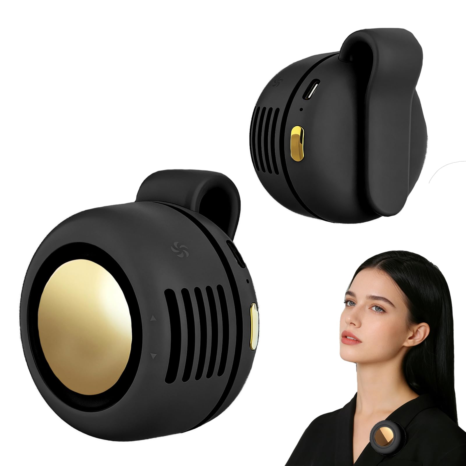 Portable Fan,2-in-1 Waist Clip On Bladeless, Ultra-Quiet Mini Personal Neck Fan 3 Speeds with 360°Adjustable Clip USB Rechargeable for Hiking,Office & Outdoor