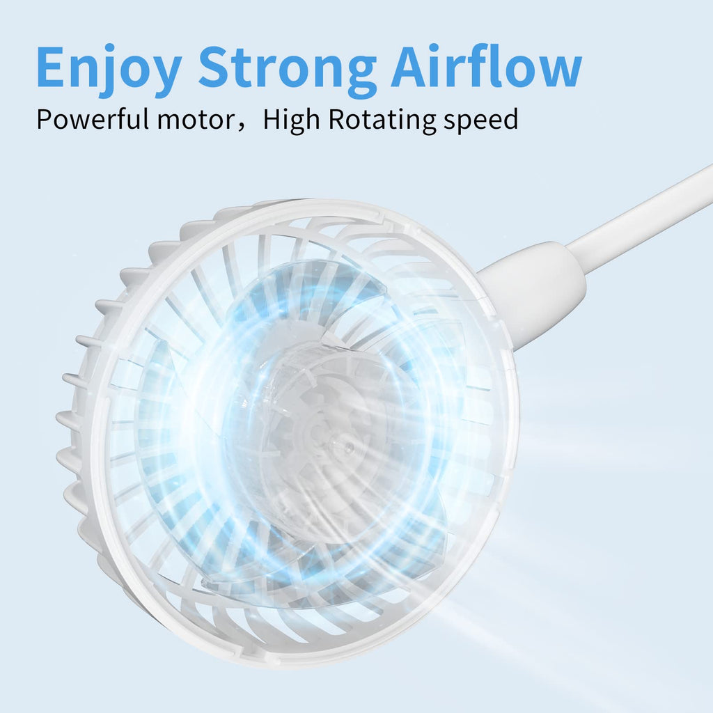 HandFan 10000mAh Neck Fan, 360° Rotation Hands Free Portable Fans for your Neck, 48h Lasting Rechargeable Battery Operated Wearable Necklace Personal Cool Fans for Travel/Disney/Sports/Cycling/Hiking