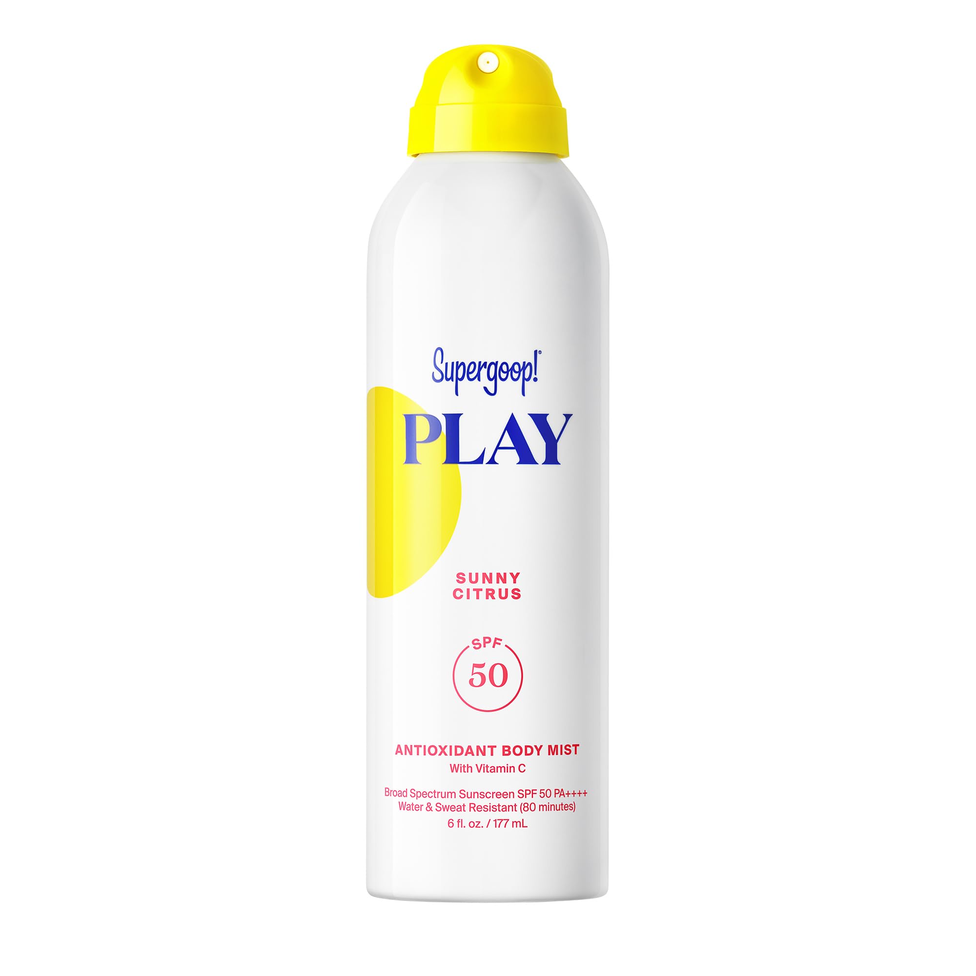 Supergoop! PLAY Antioxidant Body Mist w/Vitamin C - 6 fl oz - SPF 50 PA++++ Broad Spectrum Sunscreen - Body Spray - Great for Active Days - Sunny Citrus