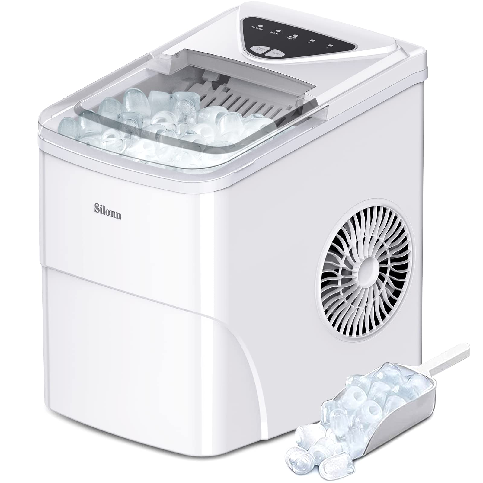 Silonn Nugget Ice Maker Countertop, Pellet Ice Machine with Self-Cleaning Function, Sonic Ice Maker Produces 36lbs of Chewable Ice in 24 Hours, Ideal for Home Kitchen and Office (Black)