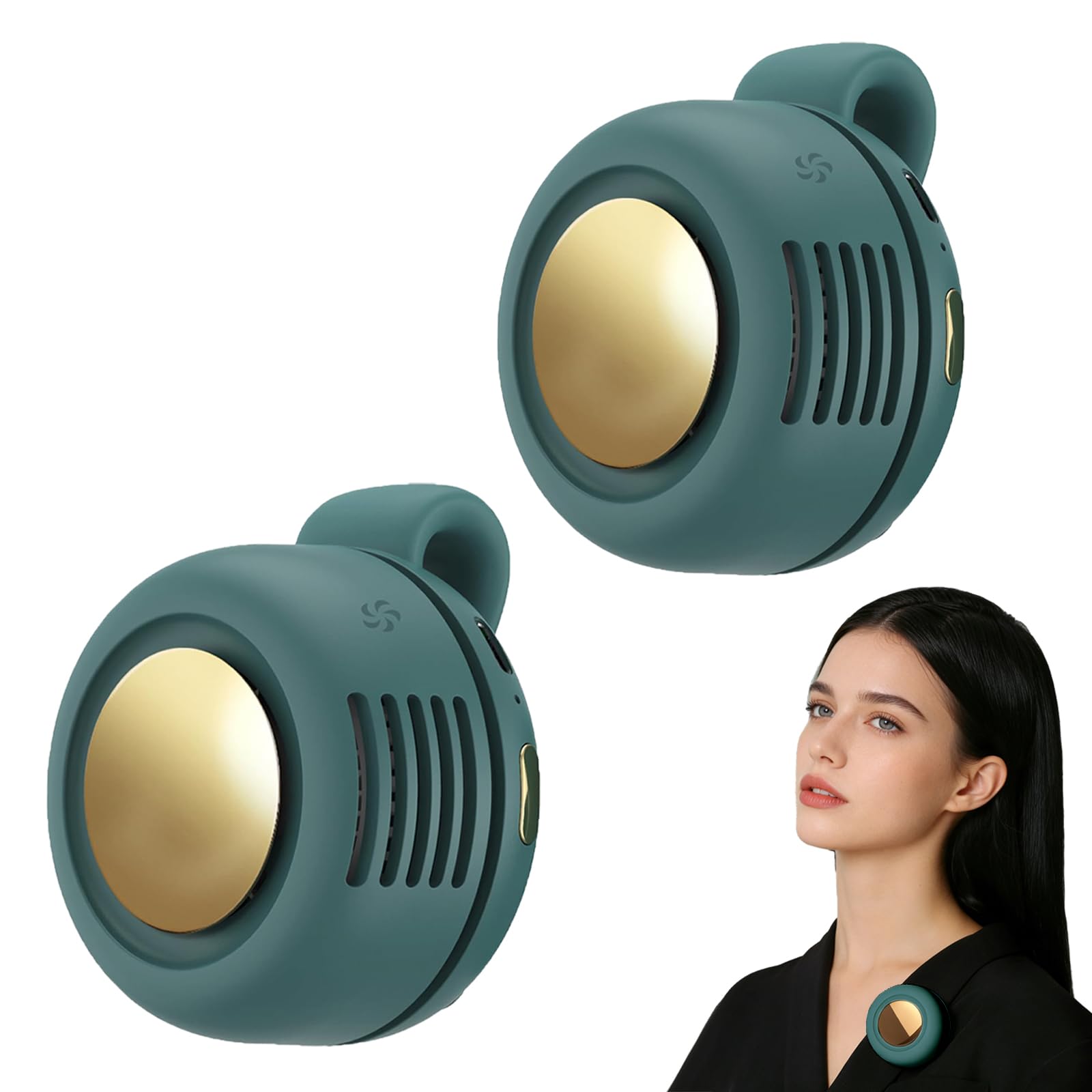 Portable Fan,2-in-1 Waist Clip On Bladeless, Ultra-Quiet Mini Personal Neck Fan 3 Speeds with 360°Adjustable Clip USB Rechargeable for Hiking,Office & Outdoor