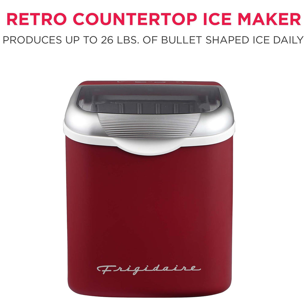 FRIGIDAIRE Retro Compact Ice Maker Machine, Bullet Ice, 26 lb per Day (BlackRoseGold)