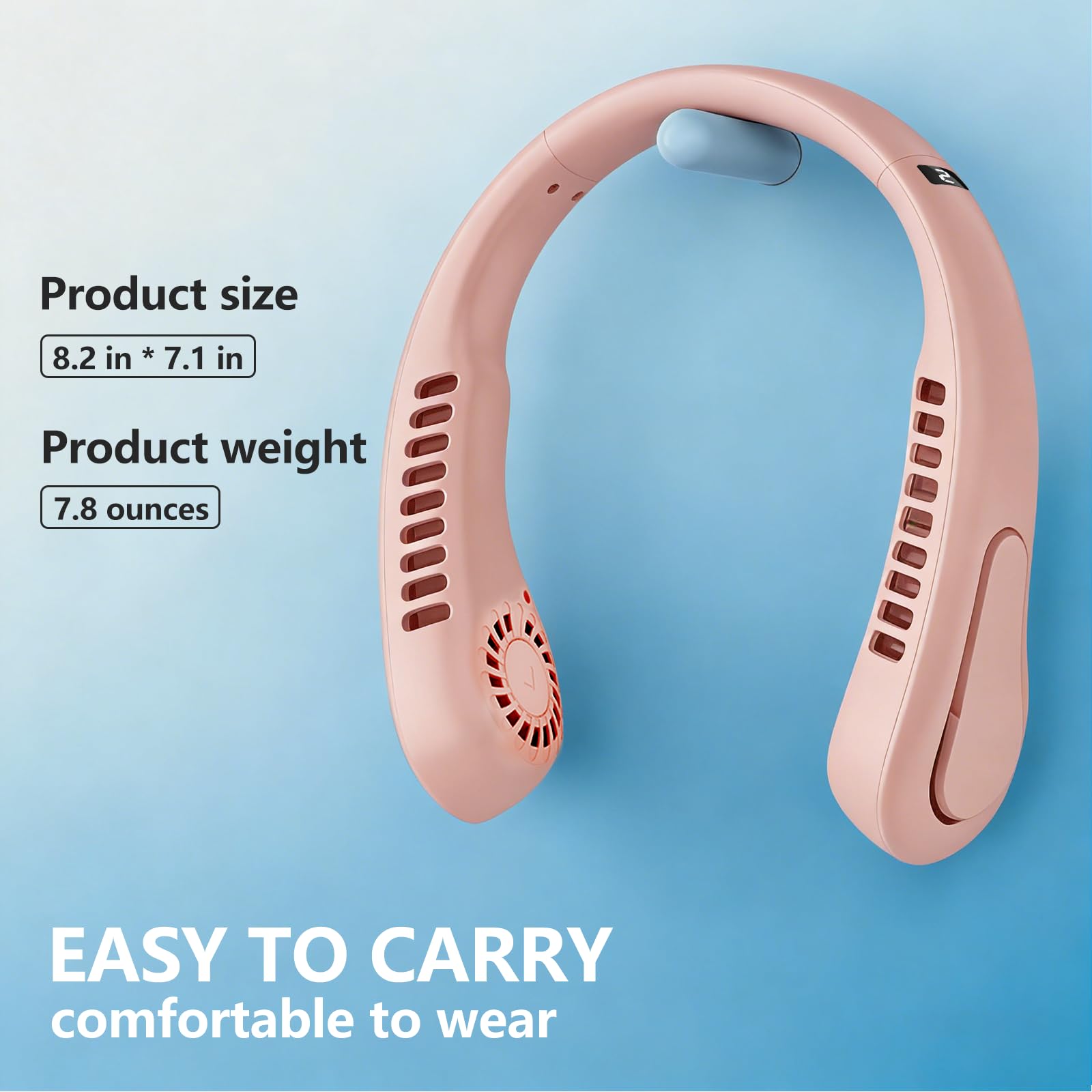 Portable Neck Fan, 360° Cooling Personal Fan, 5 Speeds, USB Rechargeable Wearable Neck Fan, Hands Free Bladeless Fan for Travel, Mini Fan, Birthday Gift for Women Men, White