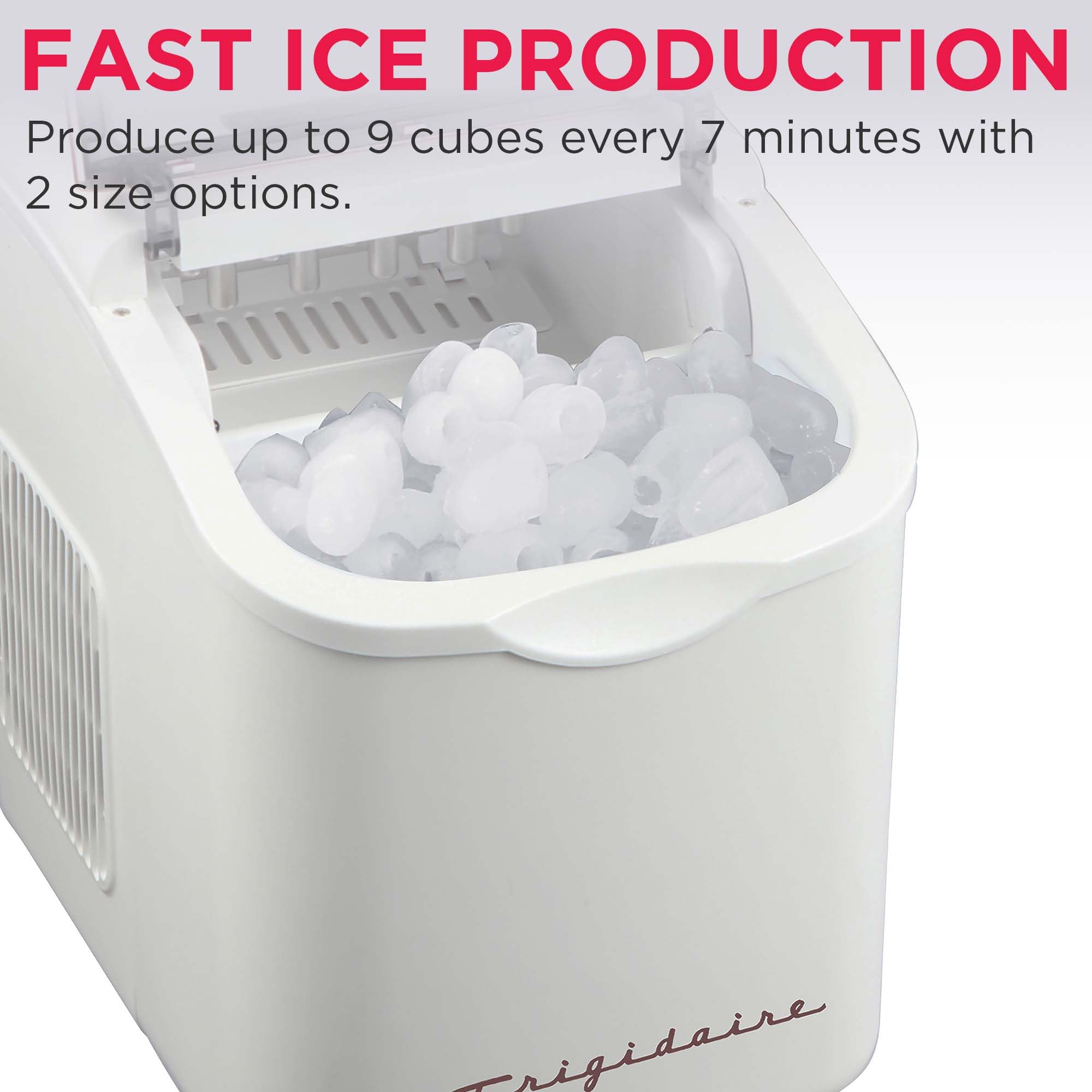 FRIGIDAIRE Retro Compact Ice Maker Machine, Bullet Ice, 26 lb per Day (BlackRoseGold)