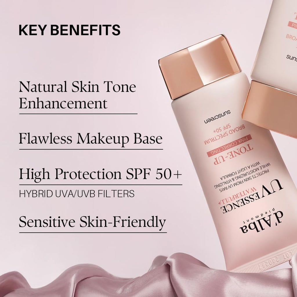 [2 ea] d'alba Piedmont Waterfull Tone-Up Sunscreen Serum BROAD SPECTRUM SPF 50 + Korean Sunscreen for Face, All Skin Tones (2 x 1.69 fl.oz.)