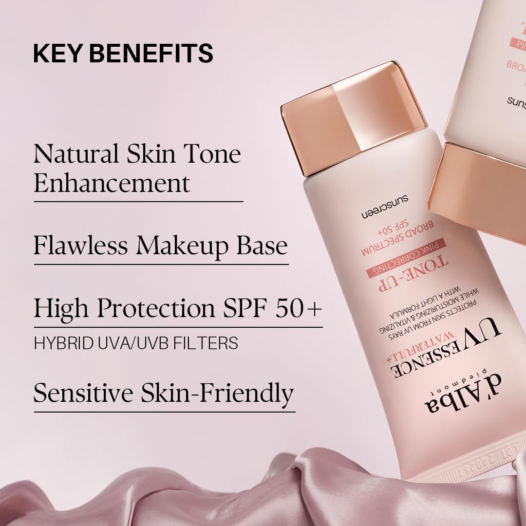 [2 ea] d'alba Piedmont Waterfull Tone-Up Sunscreen Serum BROAD SPECTRUM SPF 50 + Korean Sunscreen for Face, All Skin Tones (2 x 1.69 fl.oz.)