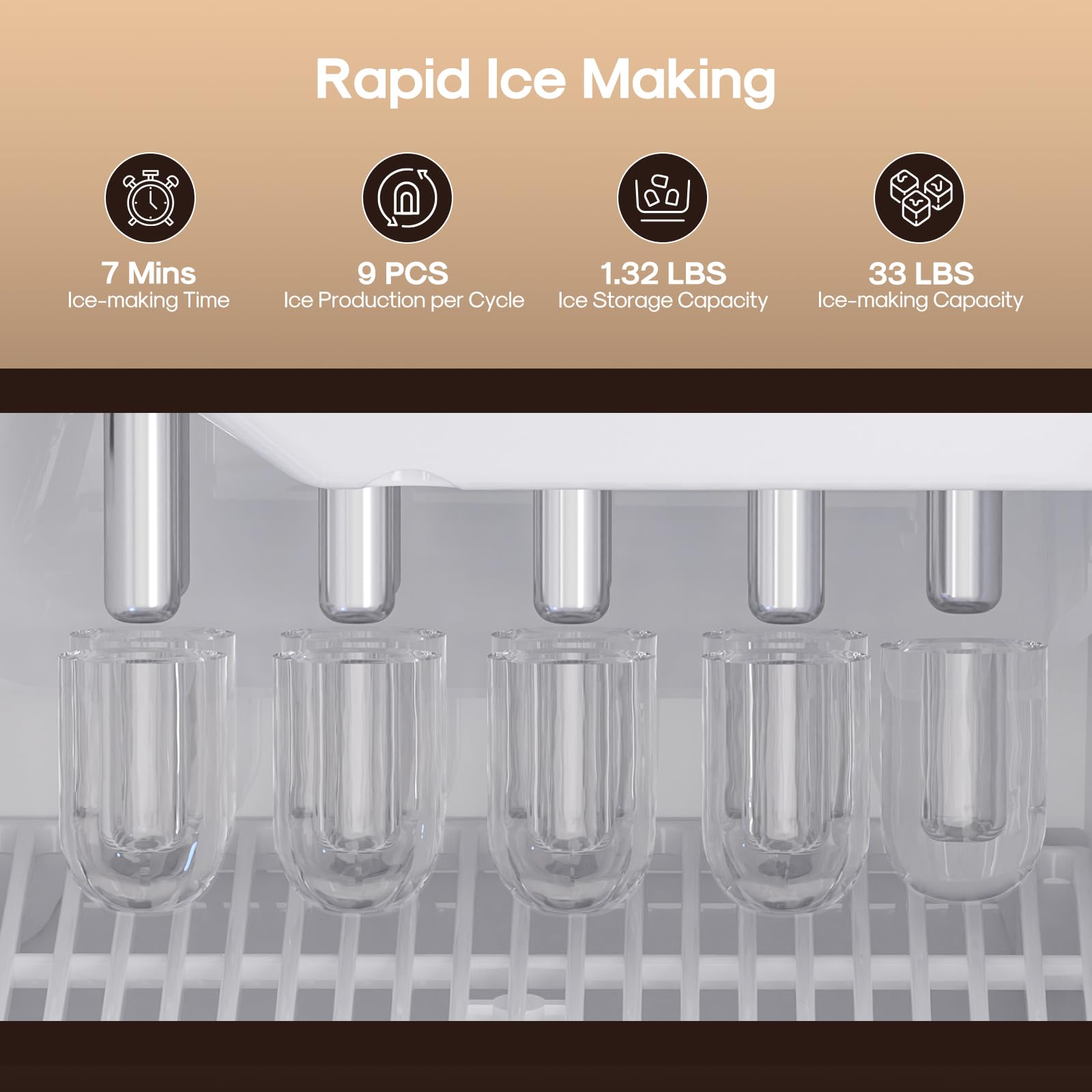 ICEPURE 3-in-1 Water Dispenser with Built-in Ice Maker, Water Cooler Dispenser for 5 Gallon Bottle Top Loading, Hot and Cold Water Dispenser with Child Lock for Home and Office, 33lbs/24H