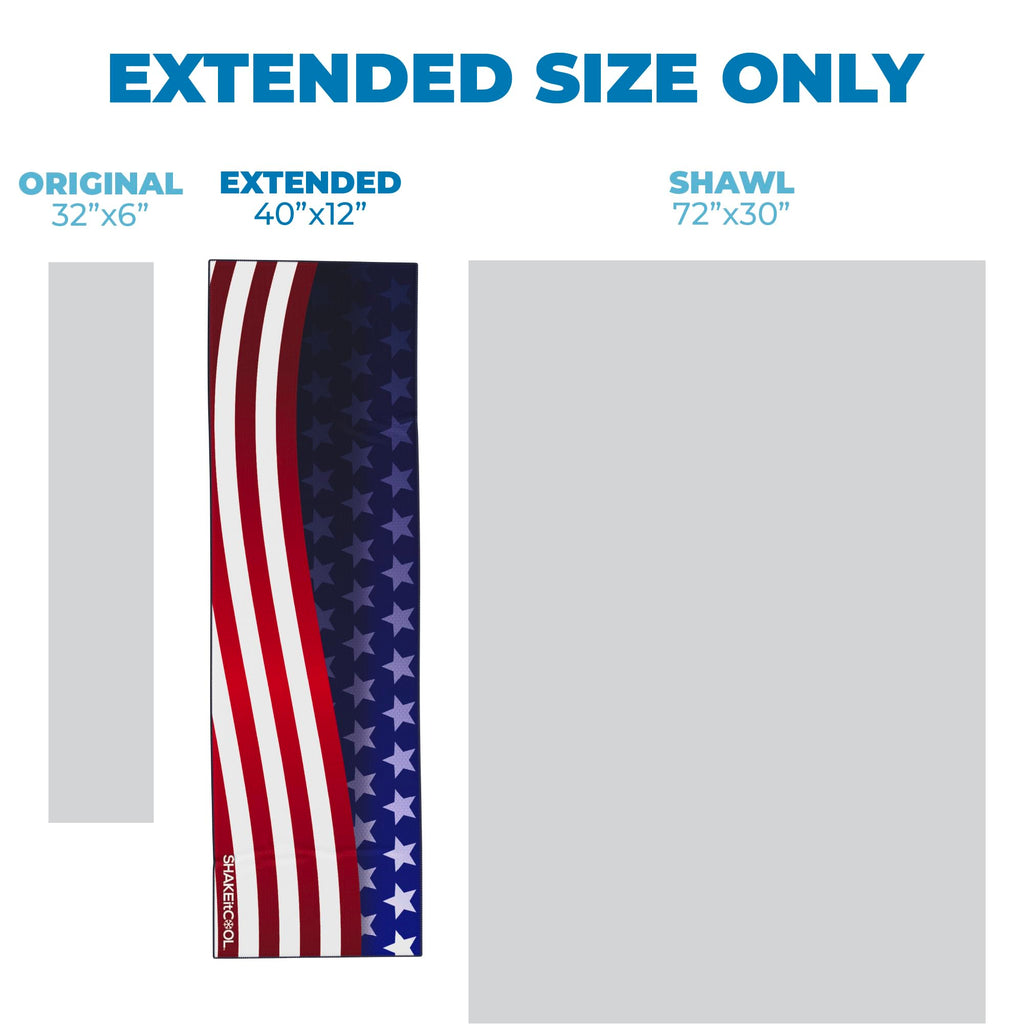 SHAKEitCOOL Extended Size Cooling Towel – Be Cool in Style - Heat Relief, Soft, Lightweight, Sun Protection, Easy Clean - Perfect for Biking, Hiking, Running, Yoga, Golf - Blue Purple Wave M
