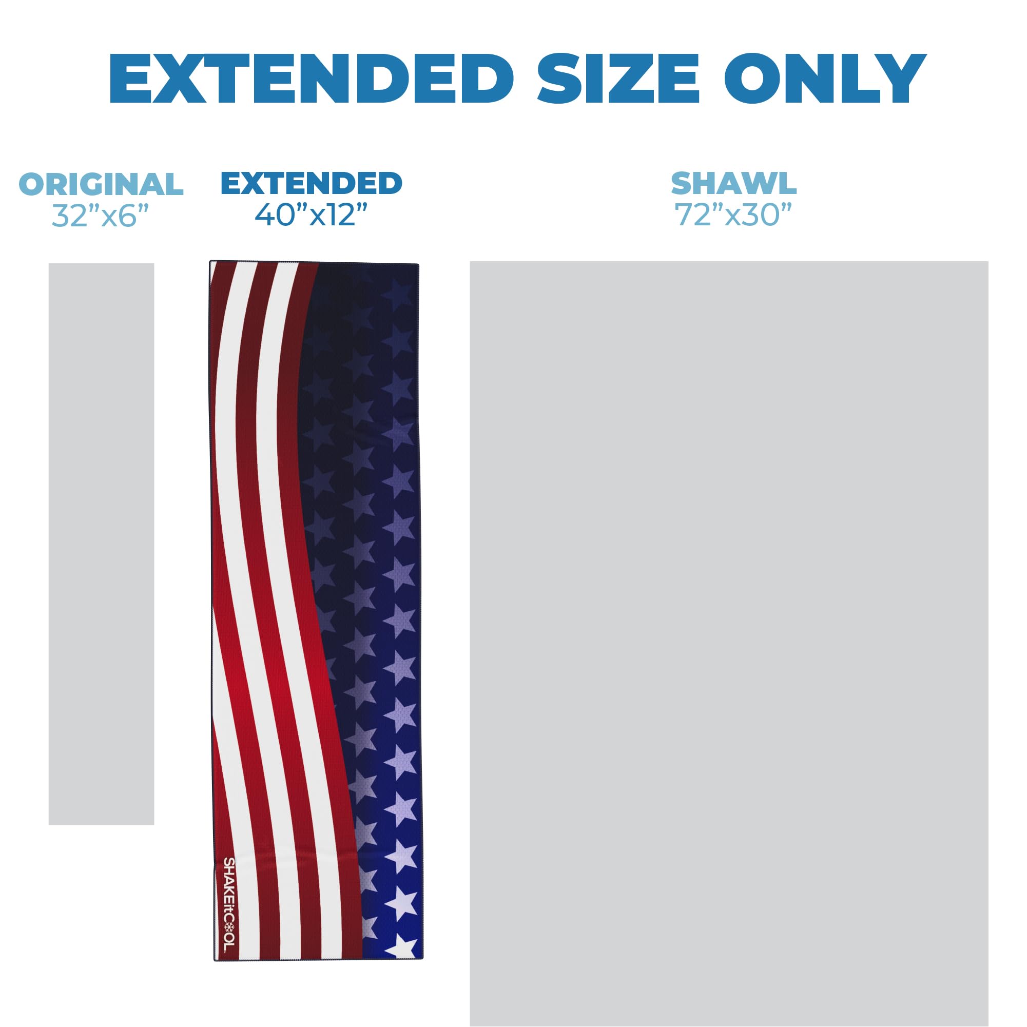 SHAKEitCOOL Extended Size Cooling Towel – Be Cool in Style - Heat Relief, Soft, Lightweight, Sun Protection, Easy Clean - Perfect for Biking, Hiking, Running, Yoga, Golf - Blue Purple Wave M