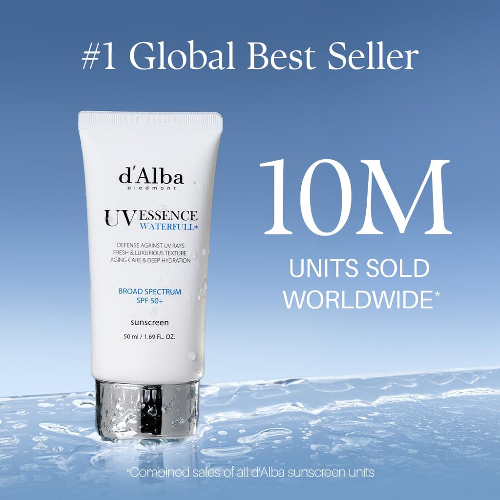 [2 ea] d'alba Piedmont Waterfull Tone-Up Sunscreen Serum BROAD SPECTRUM SPF 50 + Korean Sunscreen for Face, All Skin Tones (2 x 1.69 fl.oz.)