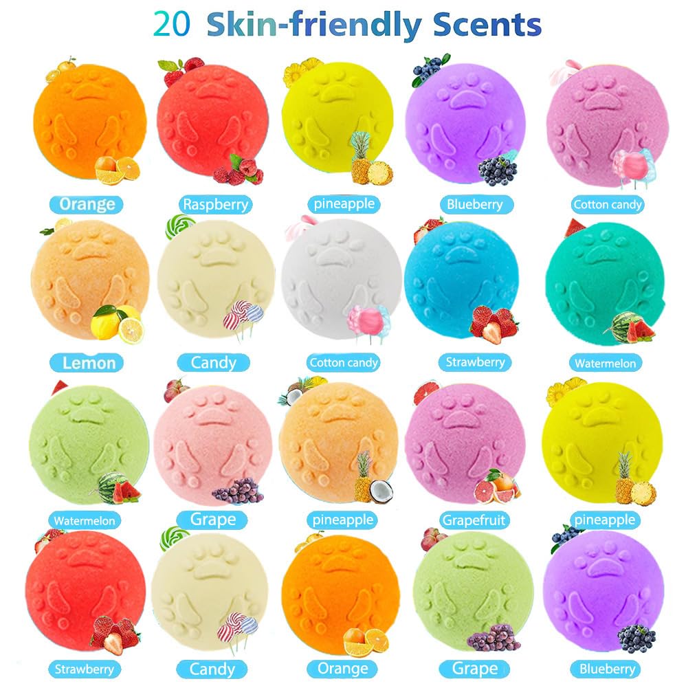 Bath Bombs for Kids with Surprise Inside for Girls Boys Toddlers, 20 Pack Organic Kids Bath Bombs with Puppy Dolls Inside, Kids Safe Handmade Bubble Bath Fizzies, Ideal Birthday Christmas Gift Set
