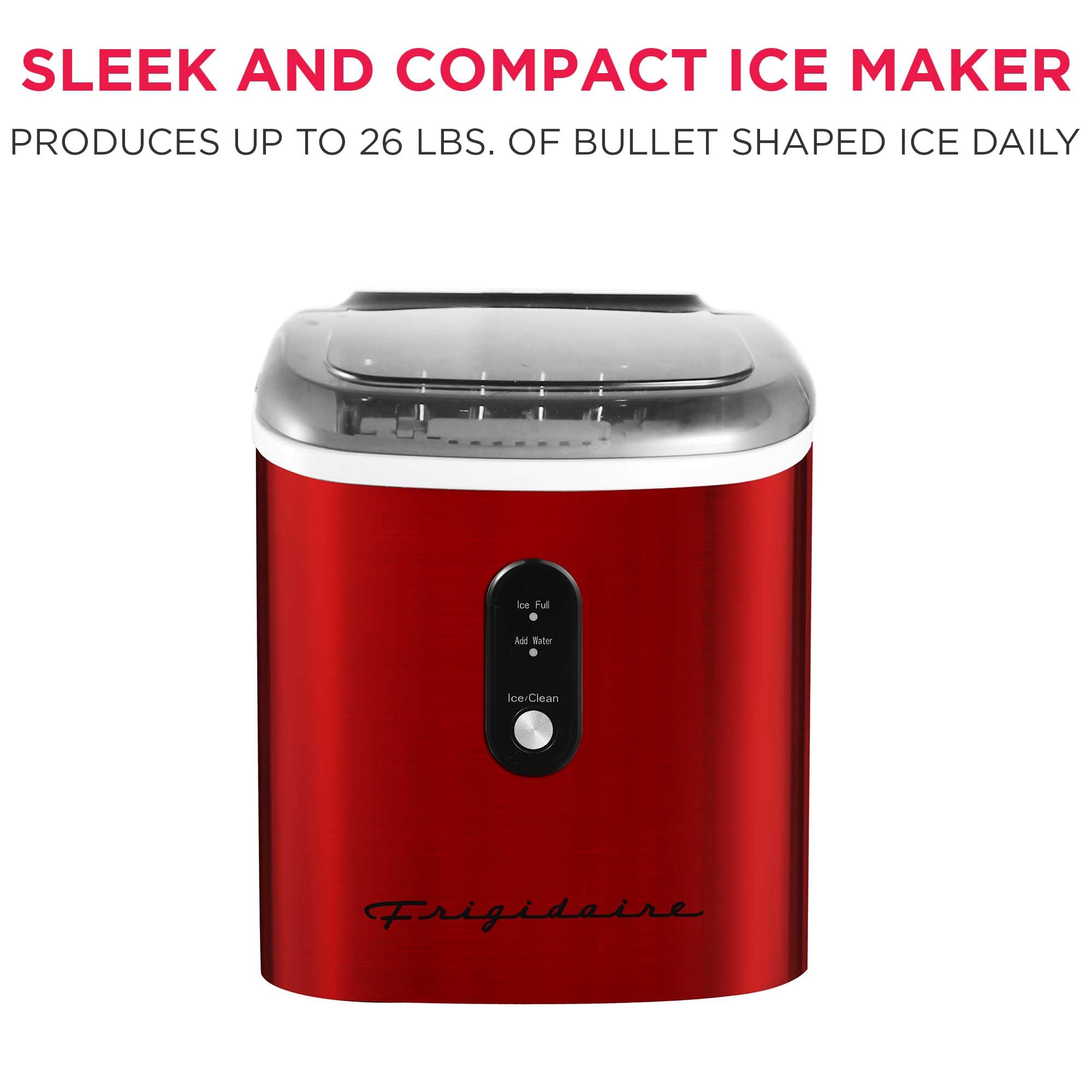 Frigidaire EFIC103-AMZ-SC Counter Top Maker with Over-Sized Ice Bucket, Stainless Steel, Self Cleaning Function, Heavy Duty, Stainless