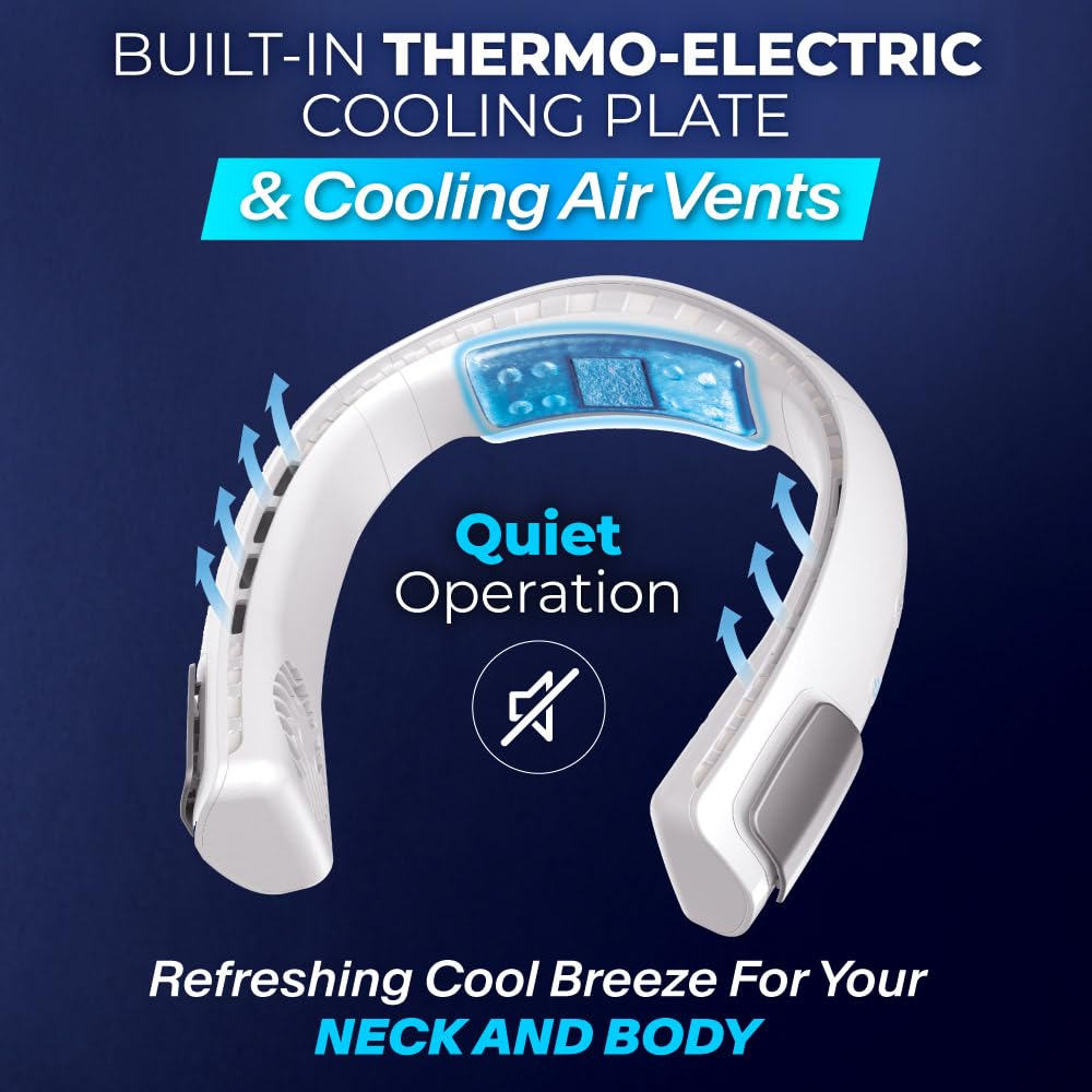 Arctic Air Freedom Personal Air Cooler - Portable 3-Speed Neck Fan, Hands-Free Wearable Design, Lightweight, Cordless And Rechargeable