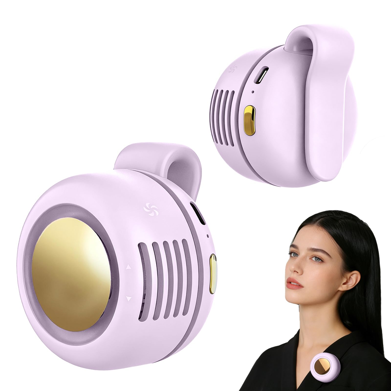 Portable Fan,2-in-1 Waist Clip On Bladeless, Ultra-Quiet Mini Personal Neck Fan 3 Speeds with 360°Adjustable Clip USB Rechargeable for Hiking,Office & Outdoor