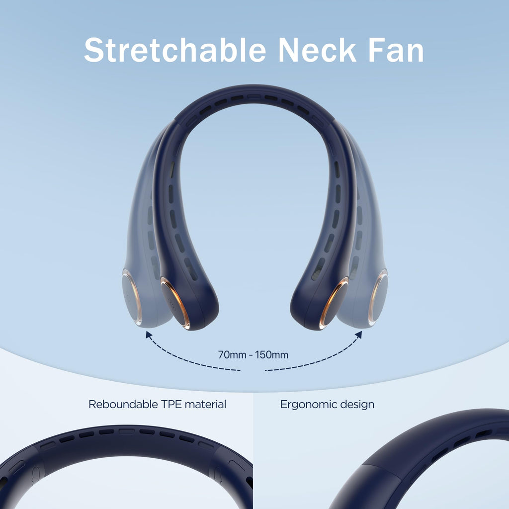 Neck fan, Portable Fan with 5-17H Lifespan, 4000mAh Neck fan air conditioner with 3 Adjustable Speeds and 64 Cool Lights, Rechargeable Neck Fan, Hands-Free Cooling fan for Summer (Black)