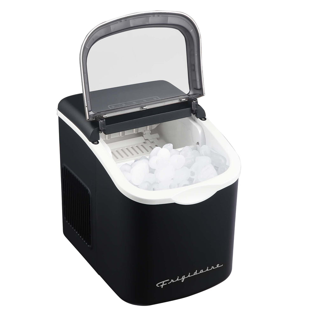 FRIGIDAIRE Retro Compact Ice Maker Machine, Bullet Ice, 26 lb per Day (BlackRoseGold)