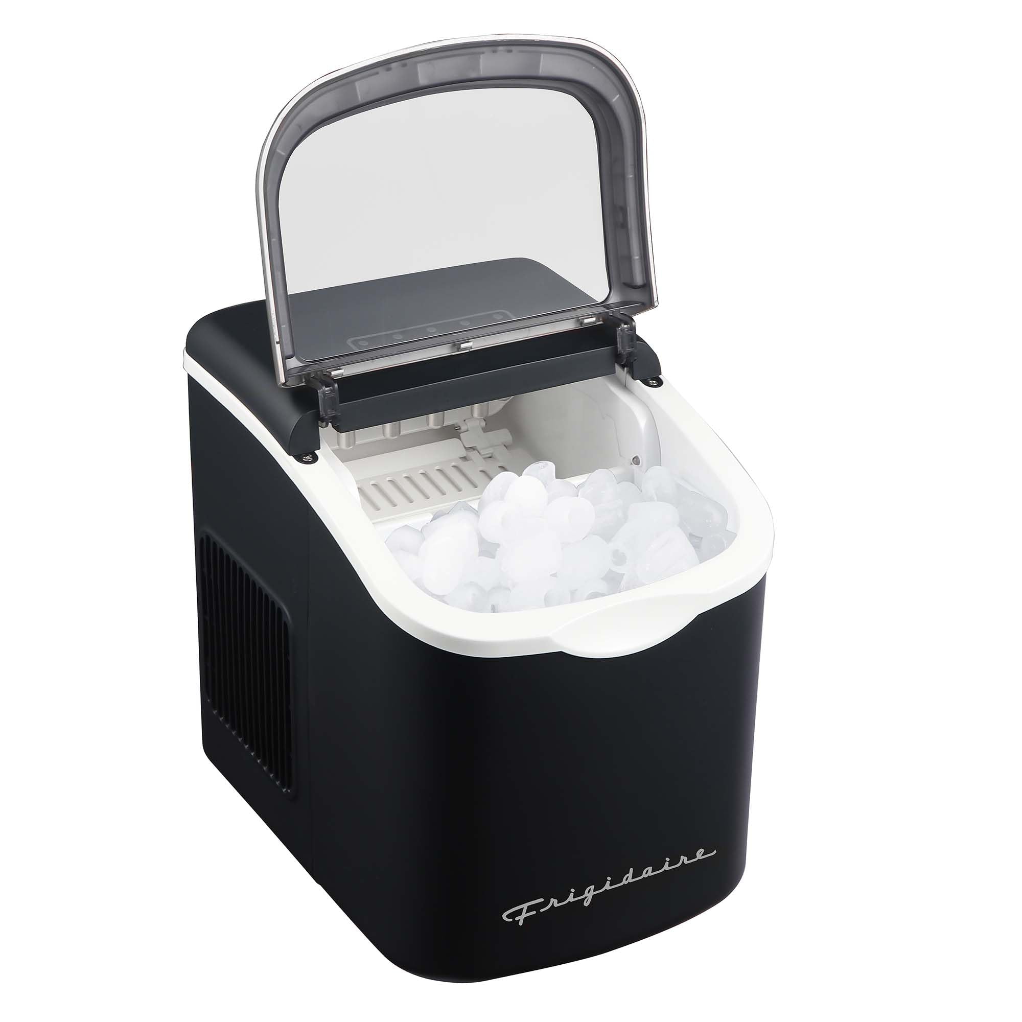 FRIGIDAIRE Retro Compact Ice Maker Machine, Bullet Ice, 26 lb per Day (BlackRoseGold)