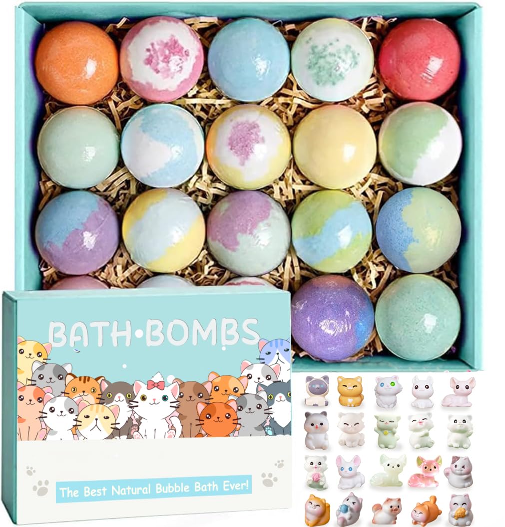 Bath Bombs for Kids with Surprise Inside for Girls Boys Toddlers, 20 Pack Organic Kids Bath Bombs with Puppy Dolls Inside, Kids Safe Handmade Bubble Bath Fizzies, Ideal Birthday Christmas Gift Set