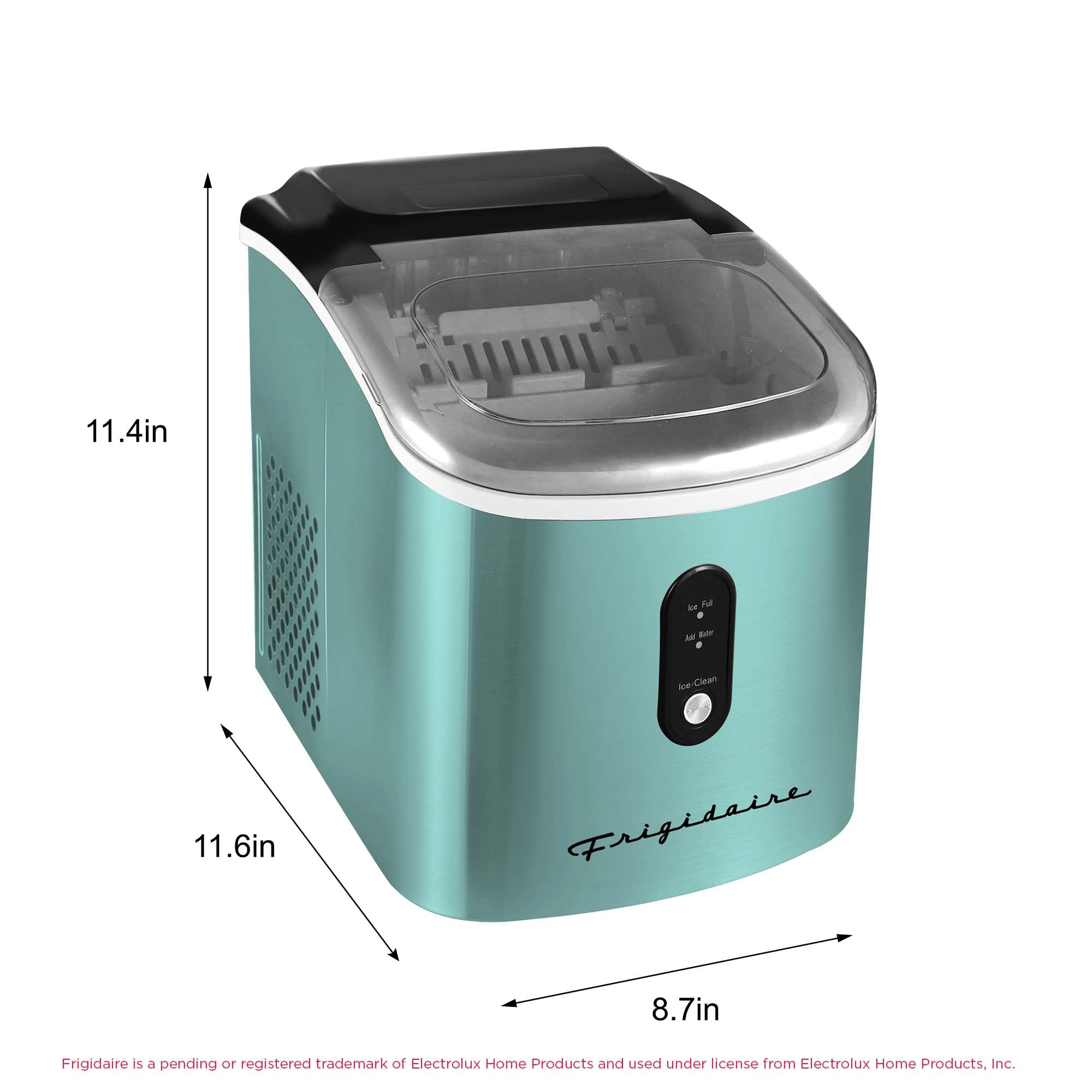 Frigidaire EFIC103-AMZ-SC Counter Top Maker with Over-Sized Ice Bucket, Stainless Steel, Self Cleaning Function, Heavy Duty, Stainless