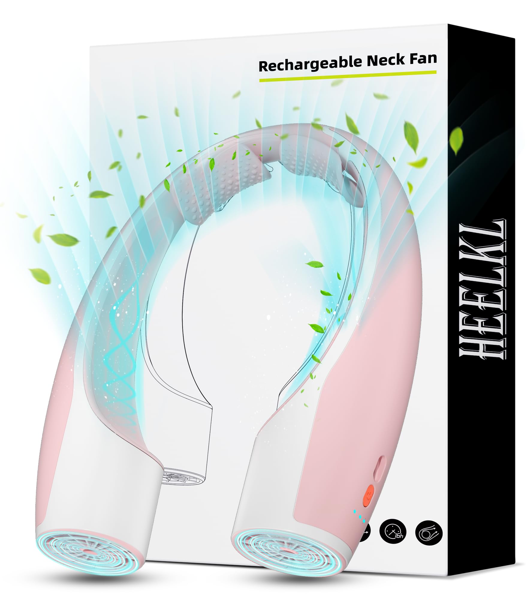 Heelkl AI Neck Fan, 4 Speeds Adjustable Portable Personal Fan Rechargeable, 4000 mAh Battery Faster Cooling Wearable Fan, Ultra Quiet for Home, Office, Travel, Outdoor