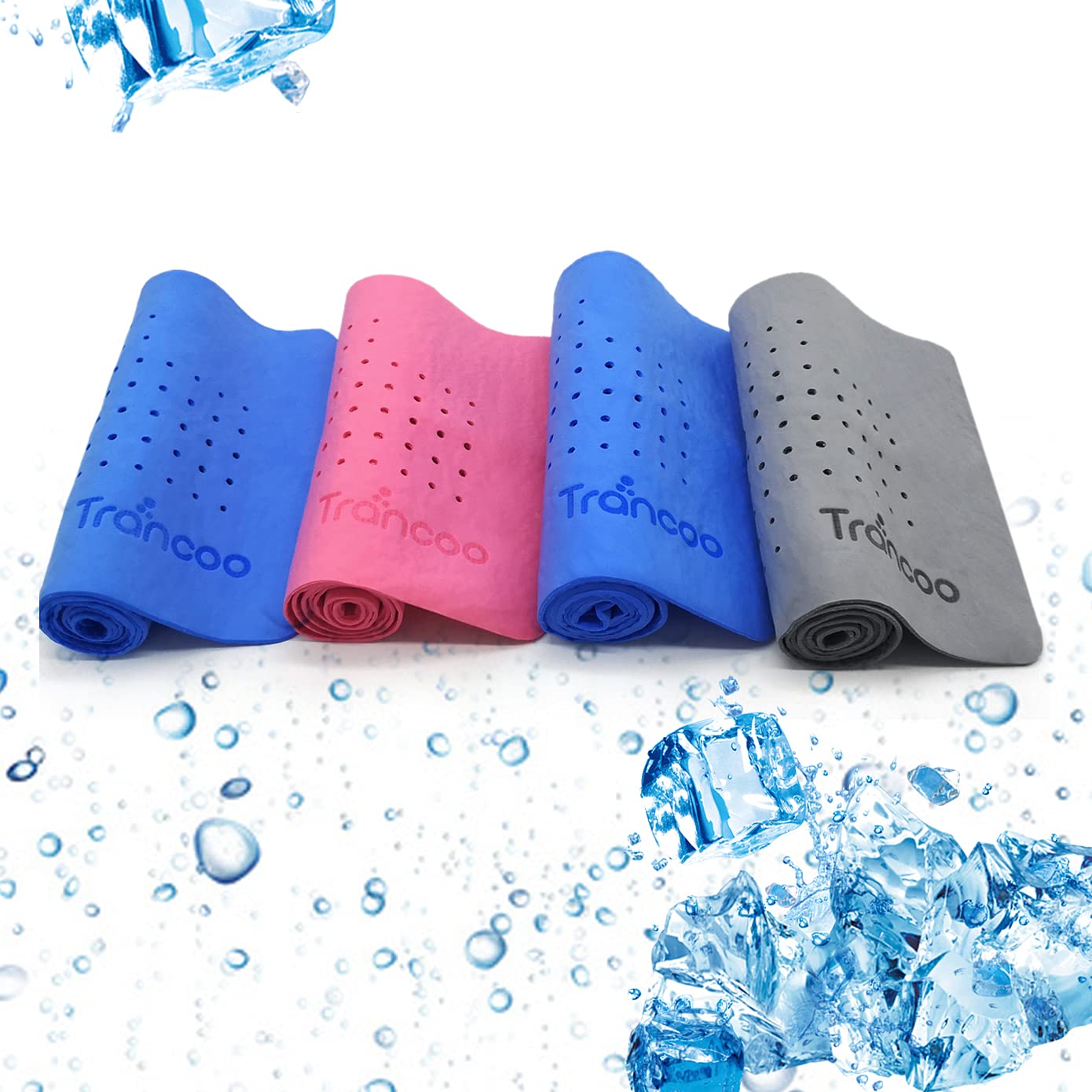 4 Packs PVA Cooling Towel(33"X7.85",Perforated Cooling Towel, PVA Cooling Scarf,Sweat Rags for Workout, Gym Towel, Neck Warp Sports Towel for Running, Hiking,Swimming Golf