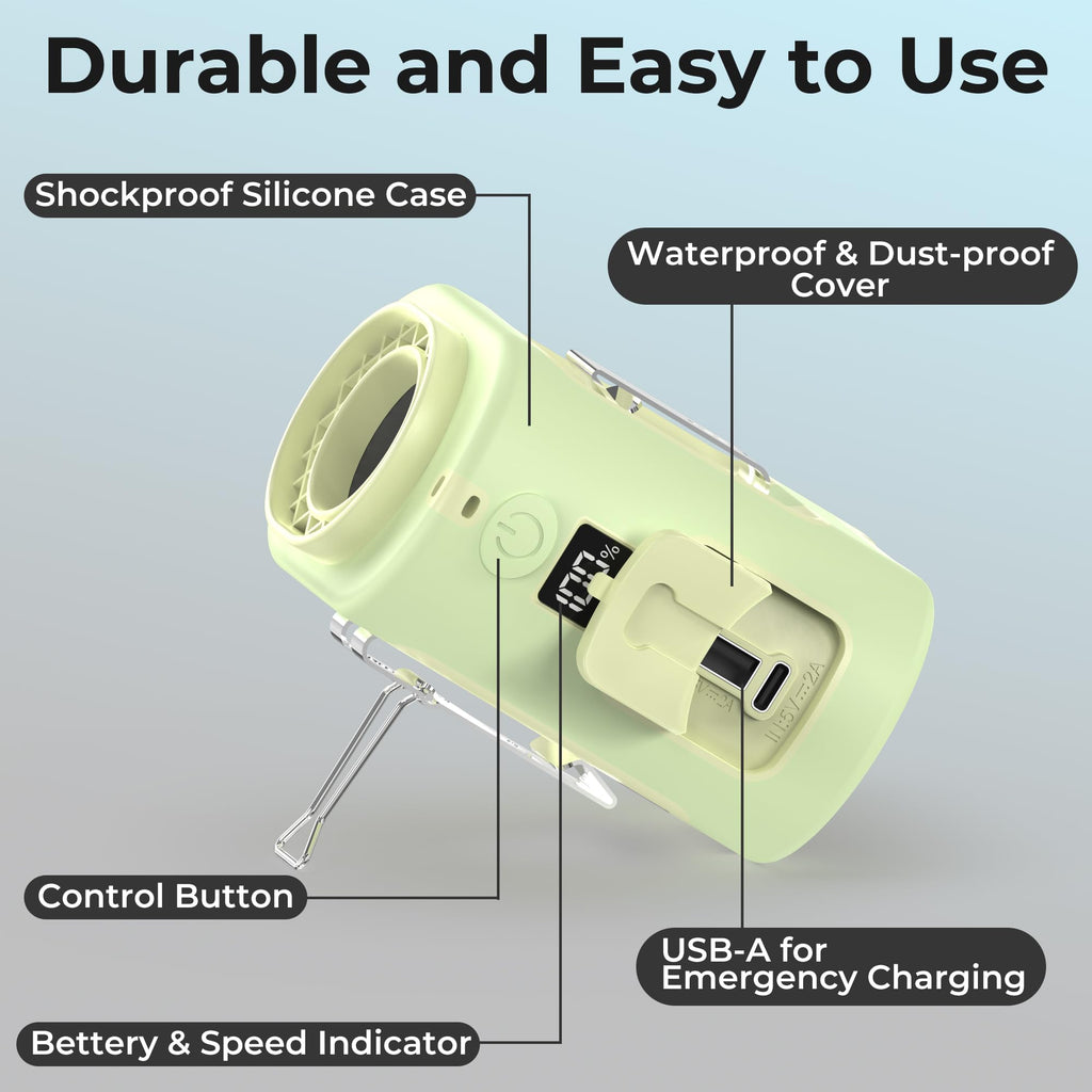 AMACOOL Portable Waist Fan Clip On, MAX 40H Work Time, 10000mAh Rechargeable Wearable Shirt Fan with Light, 16000RPM Powerful 5 Speed Belt Fans Personal Cooling Fans for Outdoor Jobsite Camping Travel