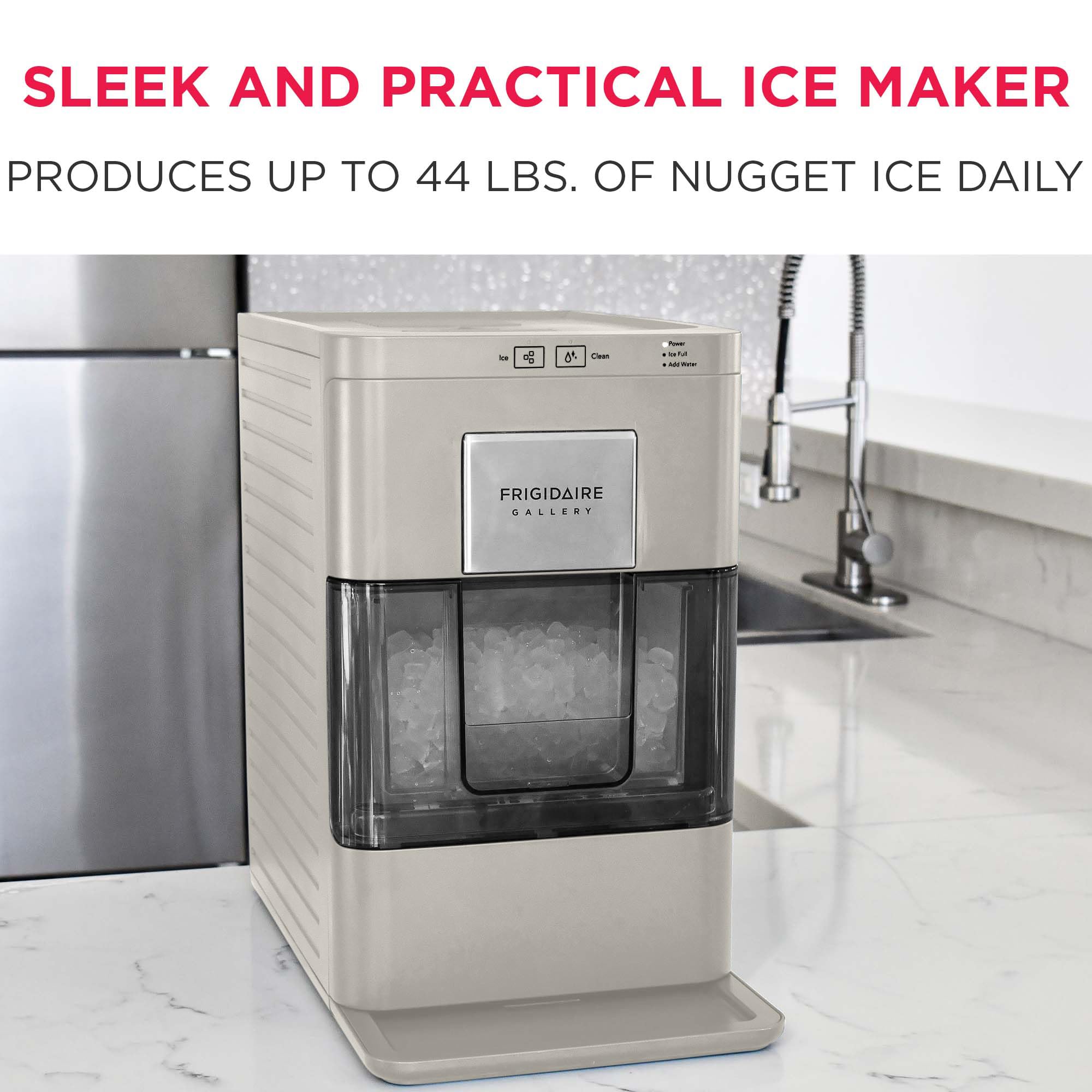 Frigidaire Compact Countertop Ice Maker, Makes 26 Lbs. of Bullet Shaped Ice Cubes Per Day, Silver Stainless