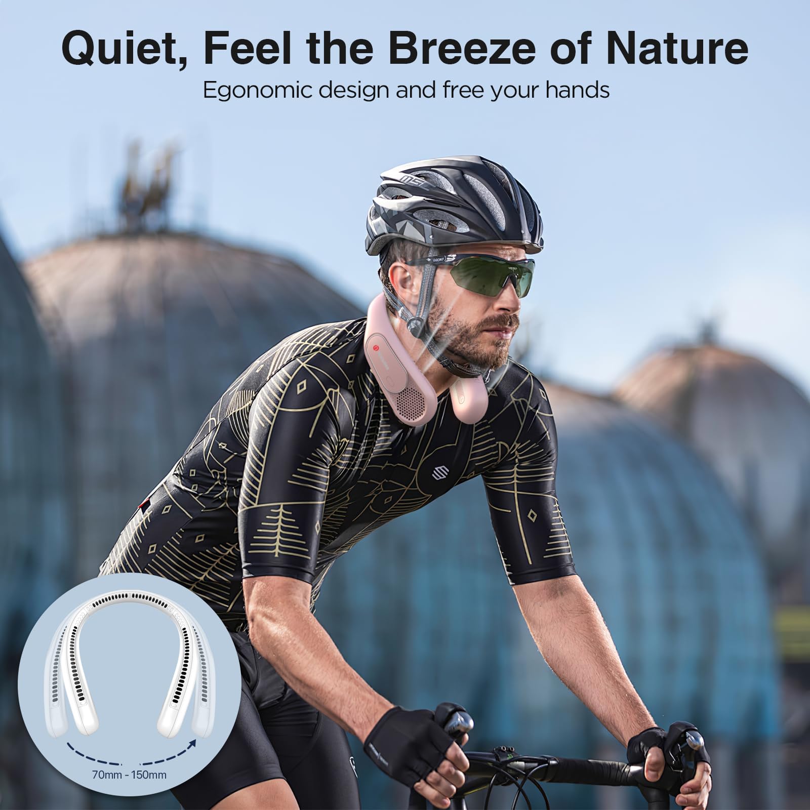 Hotsales Neck Fan, Hands Free Bladeless Neck Fans Portable Rechargeable, 6000 mAh Battery Operated Wearable Personal Fan, Cooling Neck Fan, 3 Speeds, USB Fan Gifts for Men, Women, Travel, Outdoor