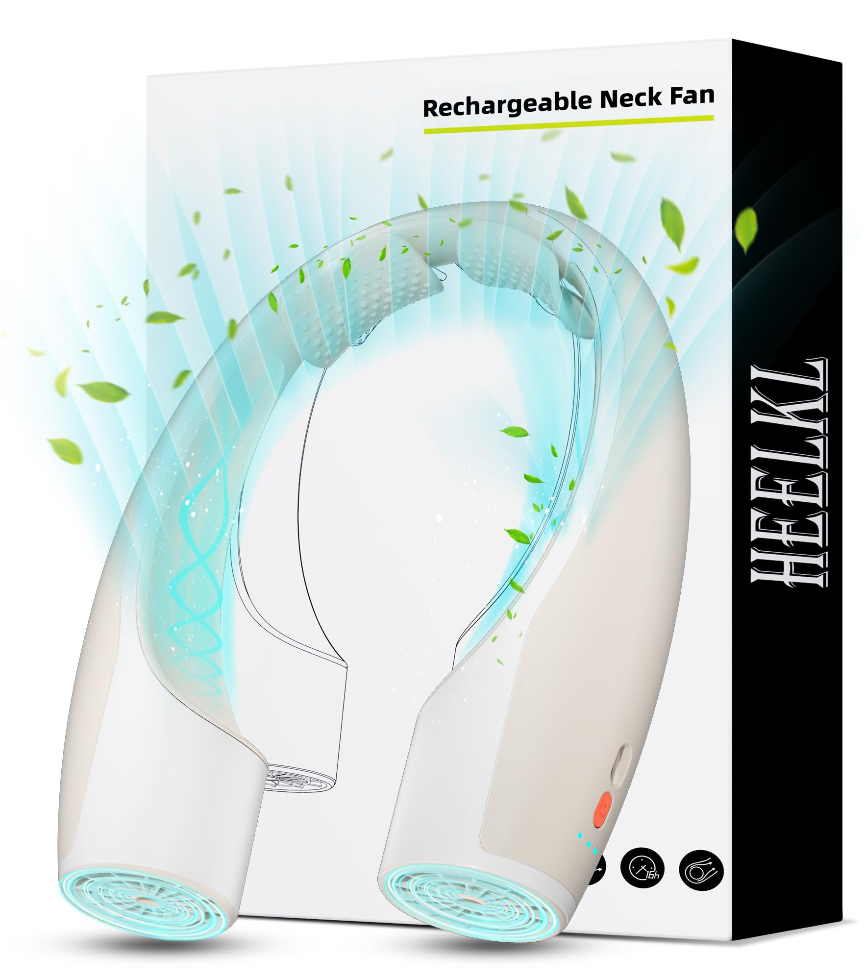 Heelkl AI Neck Fan, 4 Speeds Adjustable Portable Personal Fan Rechargeable, 4000 mAh Battery Faster Cooling Wearable Fan, Ultra Quiet for Home, Office, Travel, Outdoor
