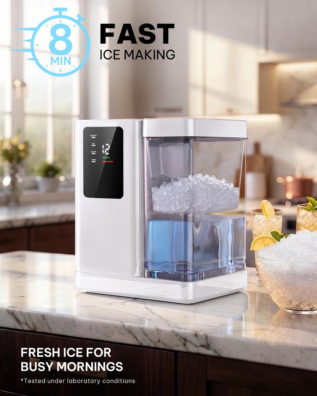 Silonn Nugget Ice Maker Countertop, Pellet Ice Machine with Self-Cleaning Function, Sonic Ice Maker Produces 36lbs of Chewable Ice in 24 Hours, Ideal for Home Kitchen and Office (Black)