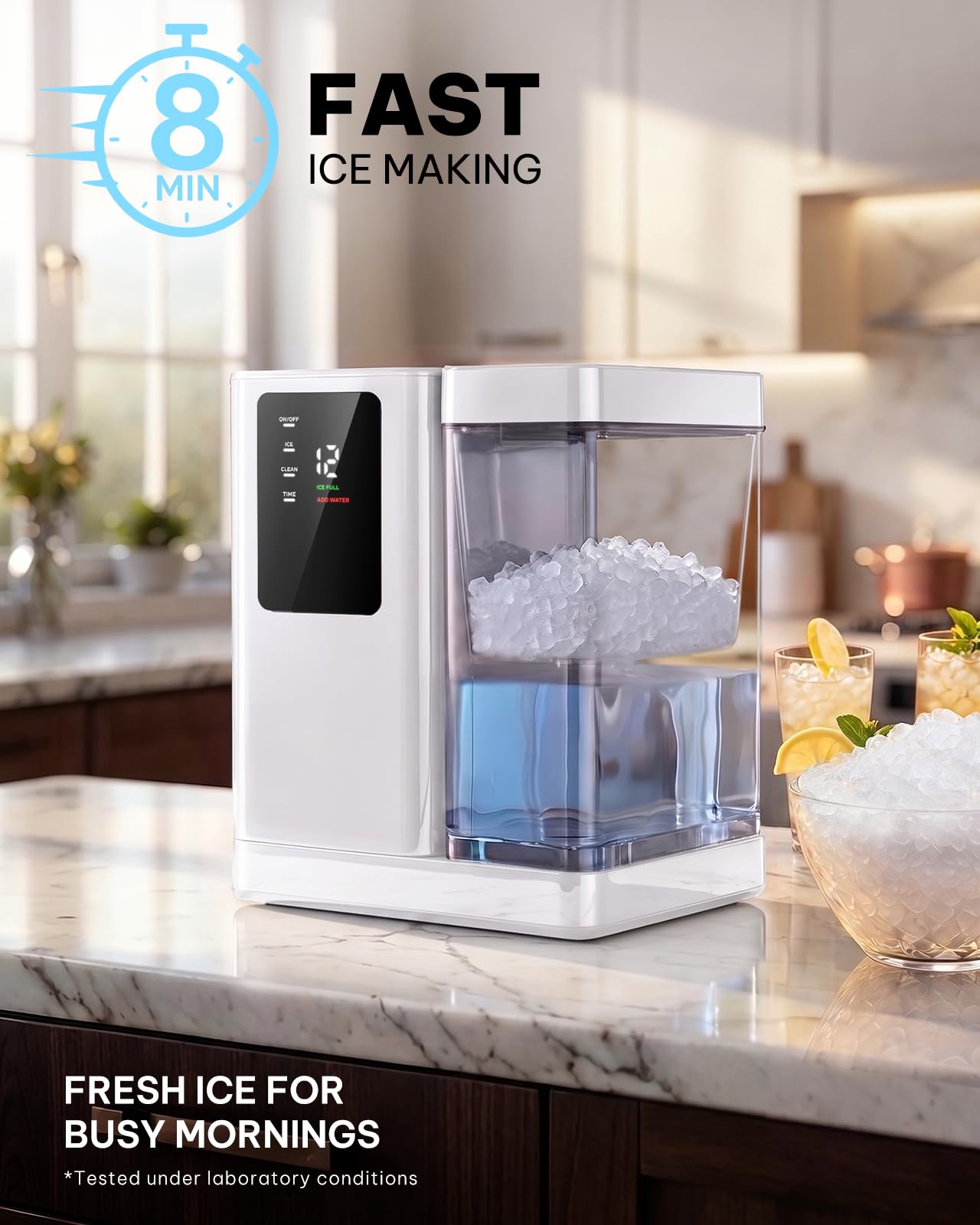 Silonn Nugget Ice Maker Countertop, Pellet Ice Machine with Self-Cleaning Function, Sonic Ice Maker Produces 36lbs of Chewable Ice in 24 Hours, Ideal for Home Kitchen and Office (Black)